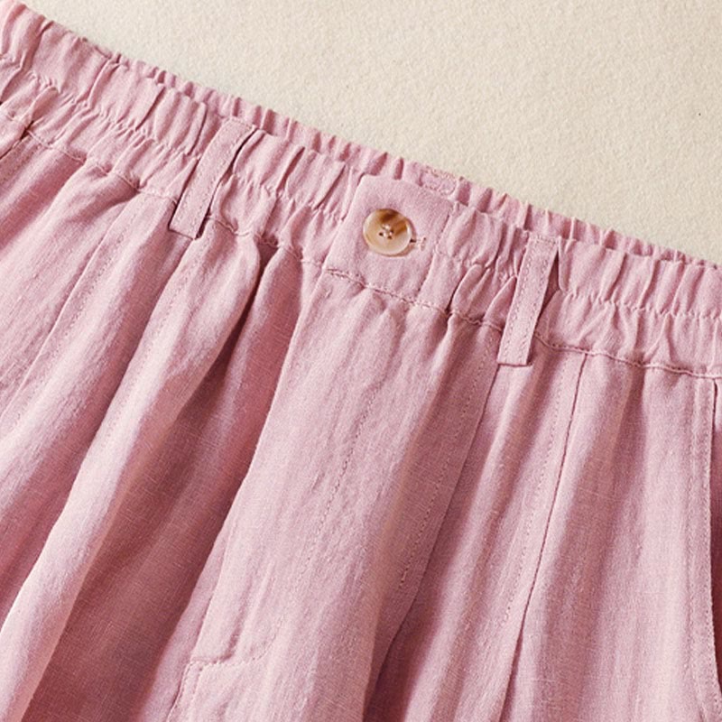 Summer Button Zipper Ankle-Length Women's Pants With Pockets