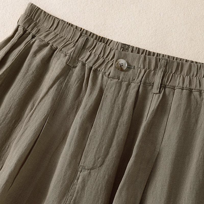 Summer Button Zipper Ankle-Length Women's Pants With Pockets