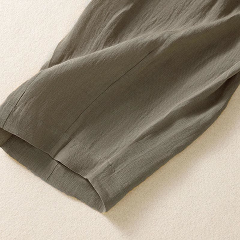 Summer Button Zipper Ankle-Length Women's Pants With Pockets