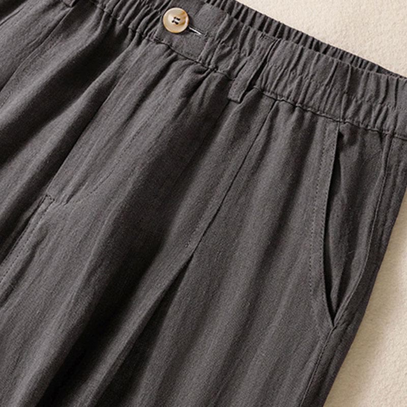 Summer Button Zipper Ankle-Length Women's Pants With Pockets