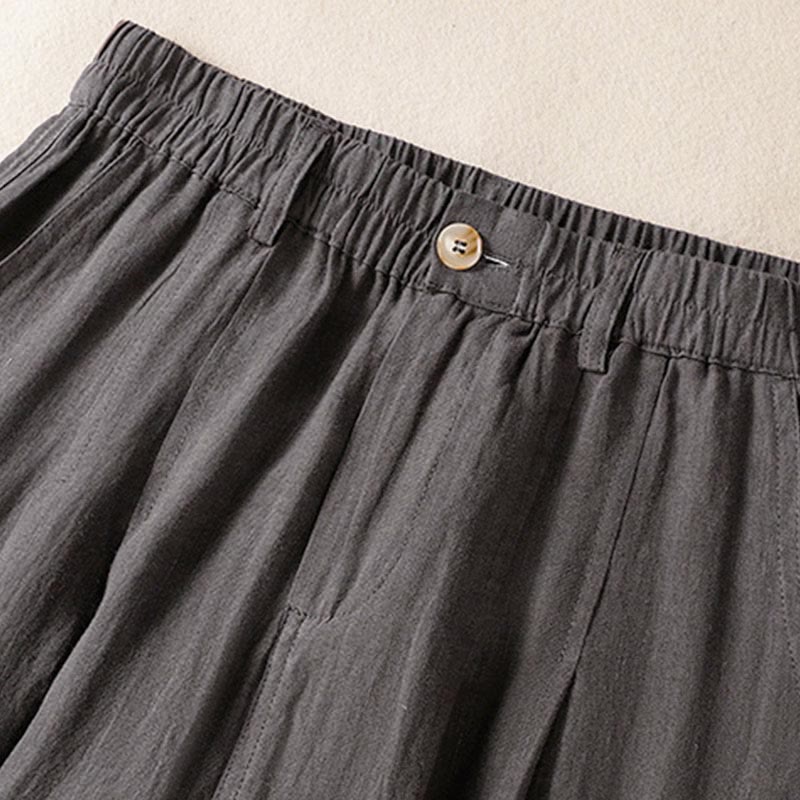 Summer Button Zipper Ankle-Length Women's Pants With Pockets