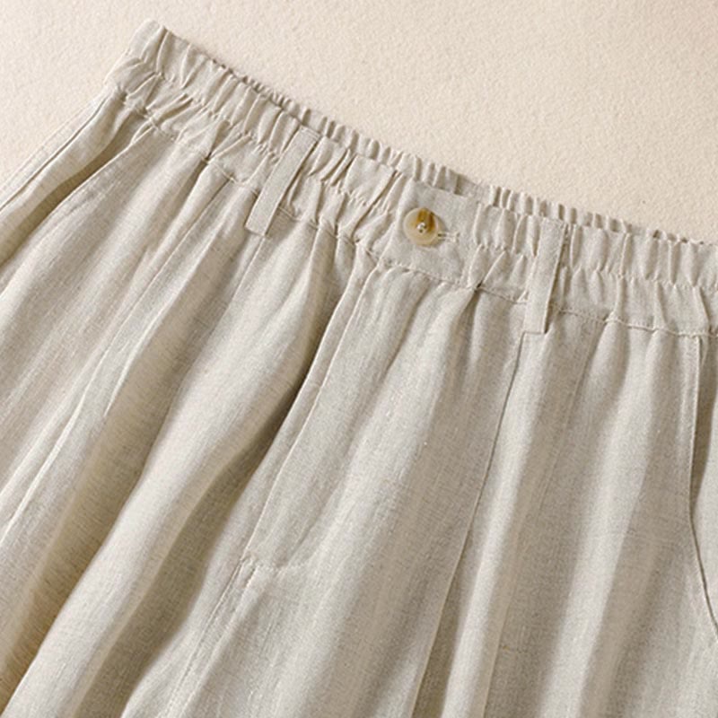 Summer Button Zipper Ankle-Length Women's Pants With Pockets