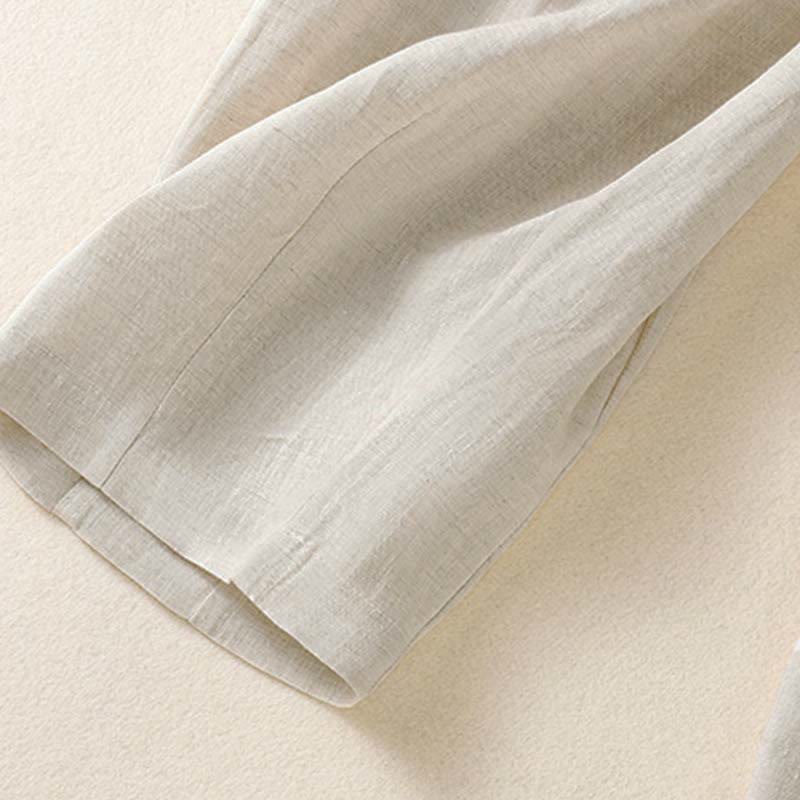 Summer Button Zipper Ankle-Length Women's Pants With Pockets