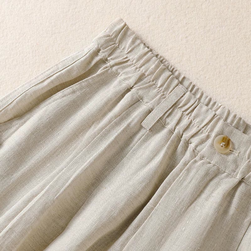 Summer Button Zipper Ankle-Length Women's Pants With Pockets