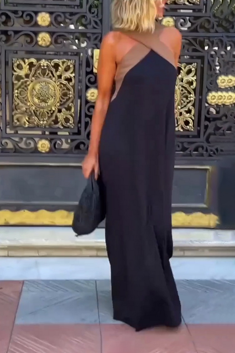 Women's criss-cross halter neck vacation casual dress