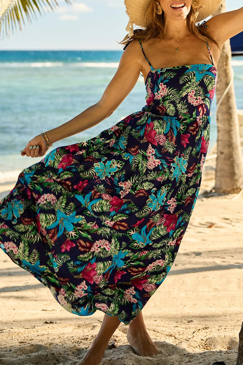 Women Sleeveless Printed Casual Vacation Style Long Dress