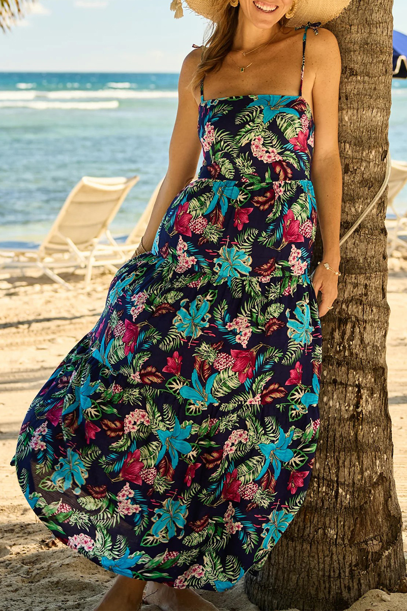 Women Sleeveless Printed Casual Vacation Style Long Dress