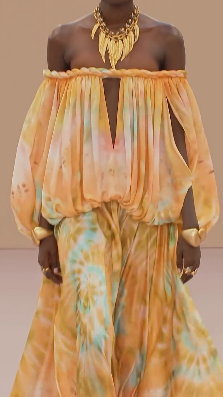 Women One-piece Collar Elbow Half Sleeve Dyed Top and Pants Casual Suit with Temperament