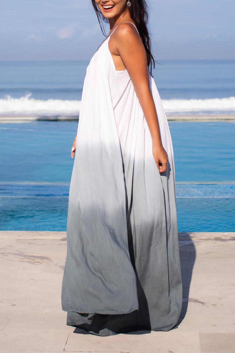 Women Strapless Sleeveless Nail Bead Blend Casual Maxi Dress