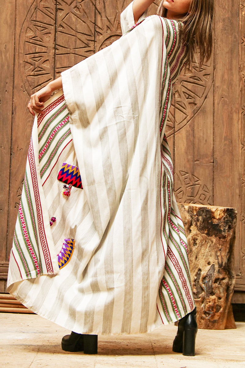 Women Long Sleeved Embroidered Pattern Casual Long Cardigan