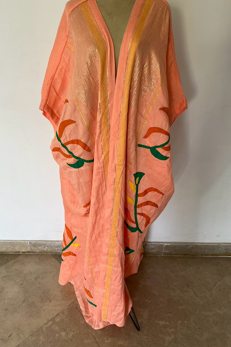 Women Long Sleeved Embroidered Pattern Casual Long Cardigan