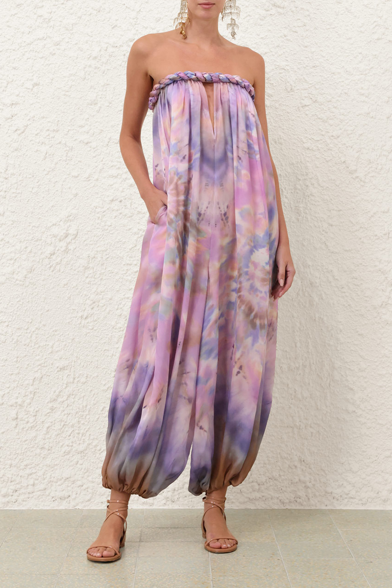 Women Strapless Sleeveless Woven Gradient Casual Jumpsuit