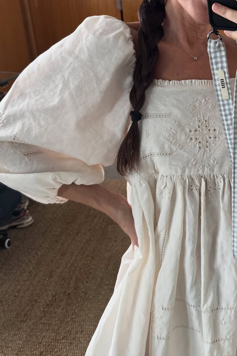 Women Square Collar Lantern Sleeved Casual Maxi Dress