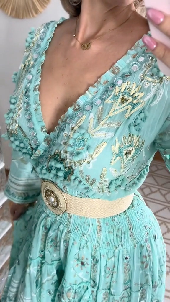 Women's V-neck Patchwork Heavy-duty Dress