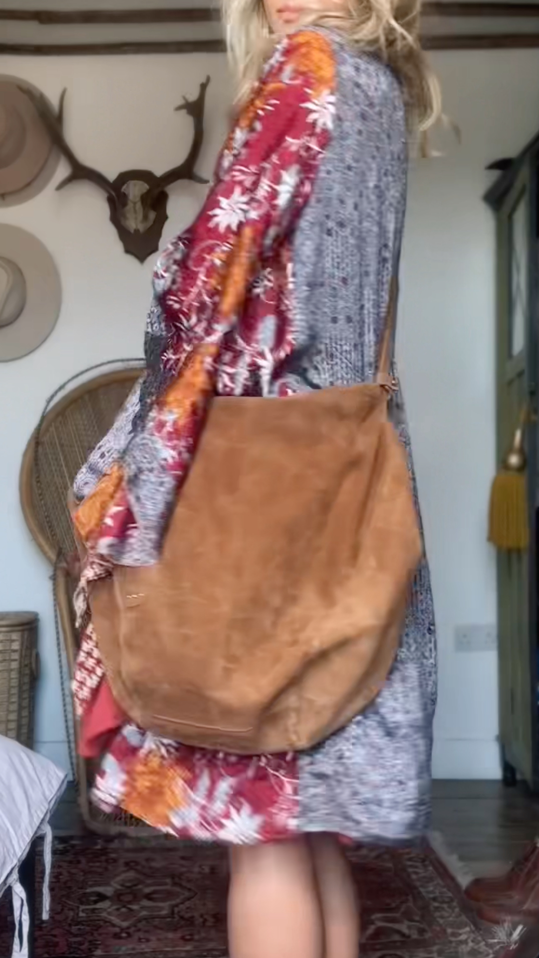 Women's V-neck Pleated Dress + Cardigan Retro Set