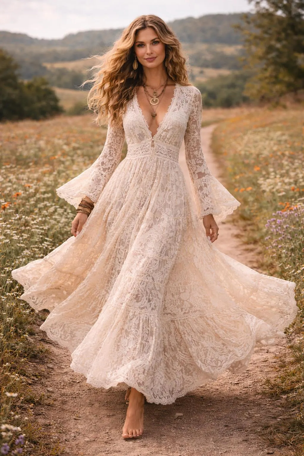 Women's V-neck Lace Elegant Resort Dress