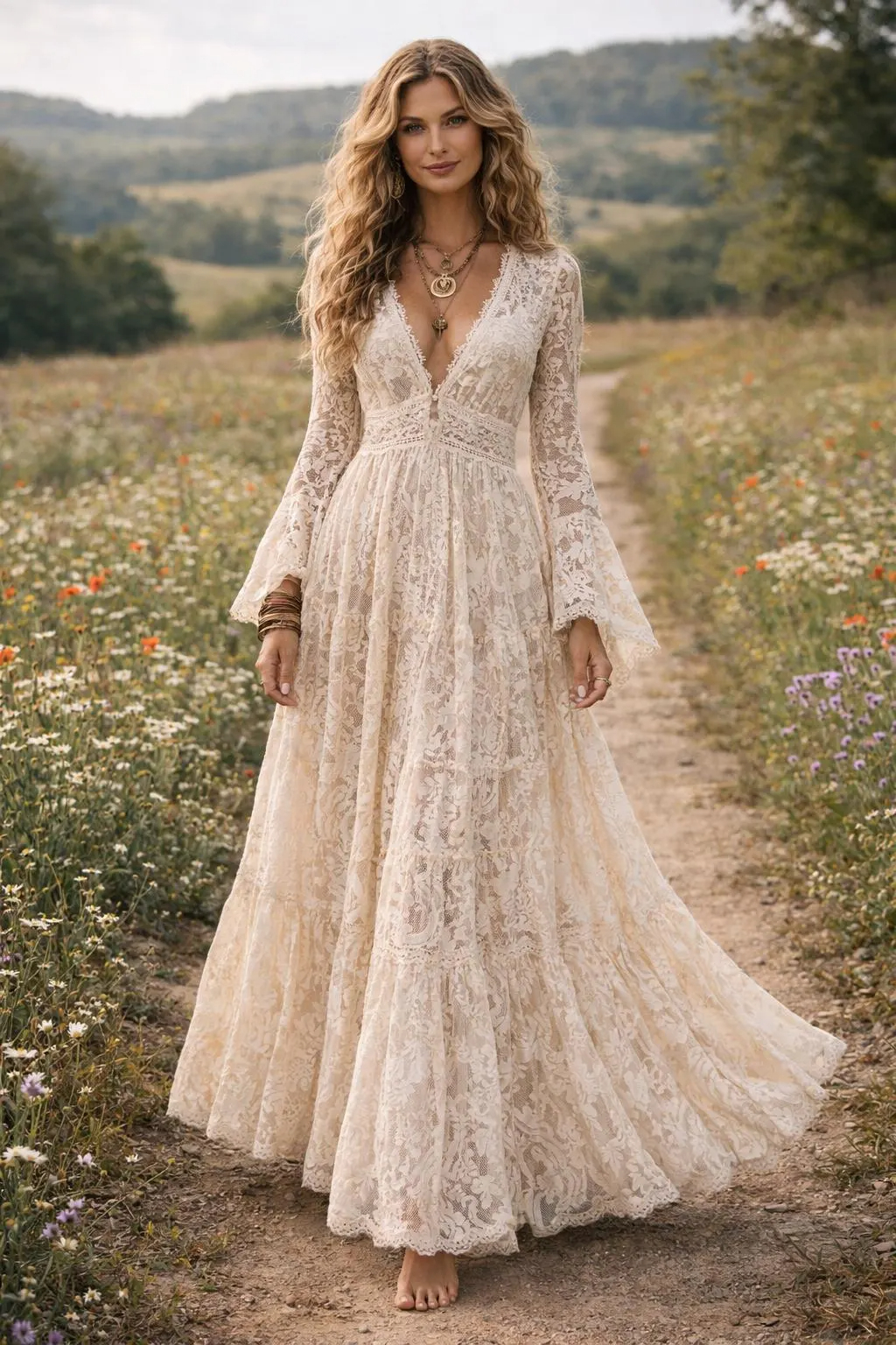 Women's V-neck Lace Elegant Resort Dress