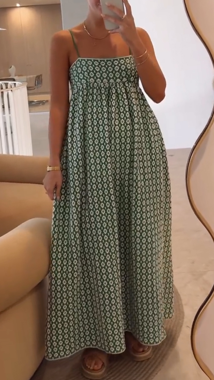 Women Strapless Sleeveless Printed Elegant Casual Maxi Dress