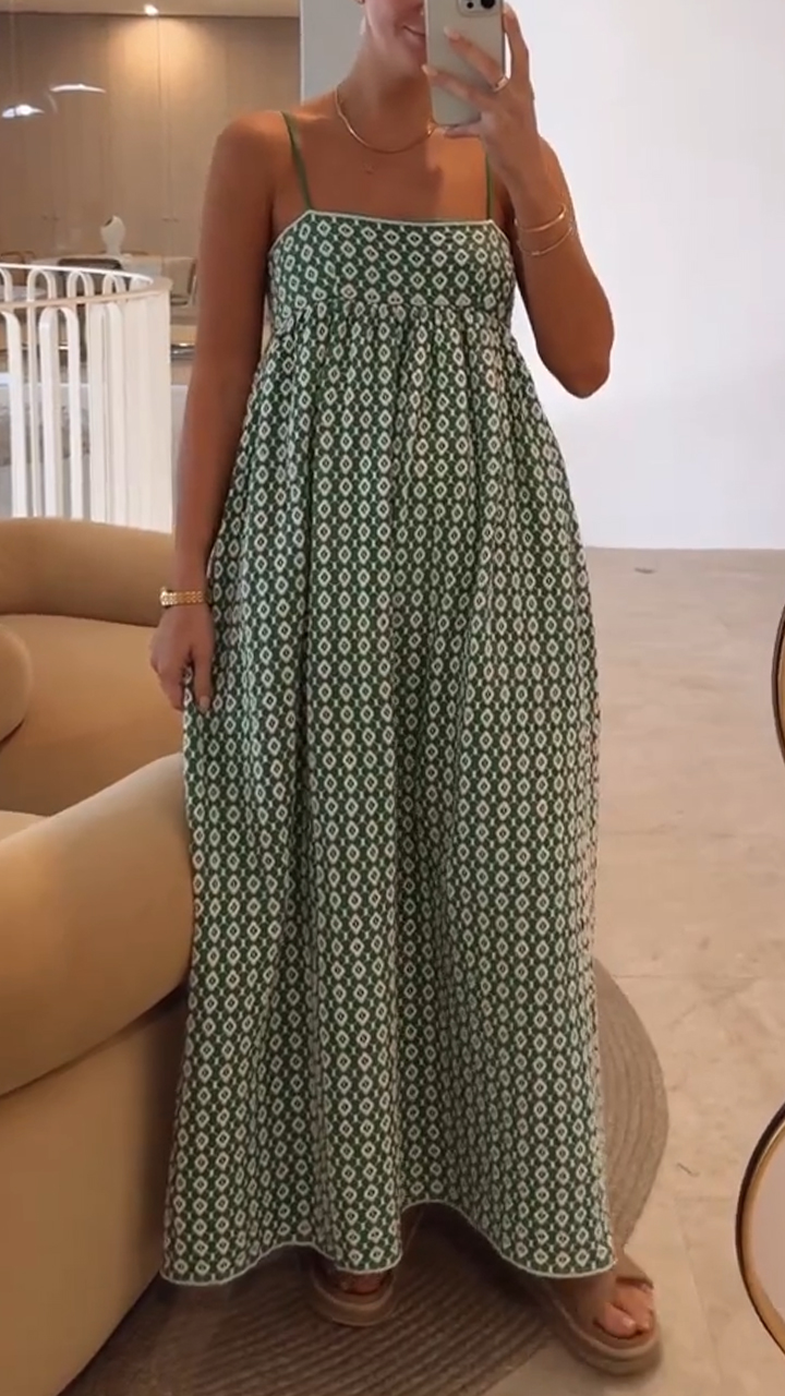 Women Strapless Sleeveless Printed Elegant Casual Maxi Dress