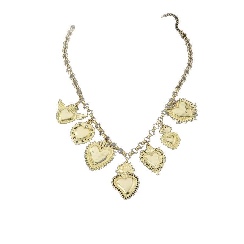 Vintage Religious Multiple Sacred Heart Pendant Necklace