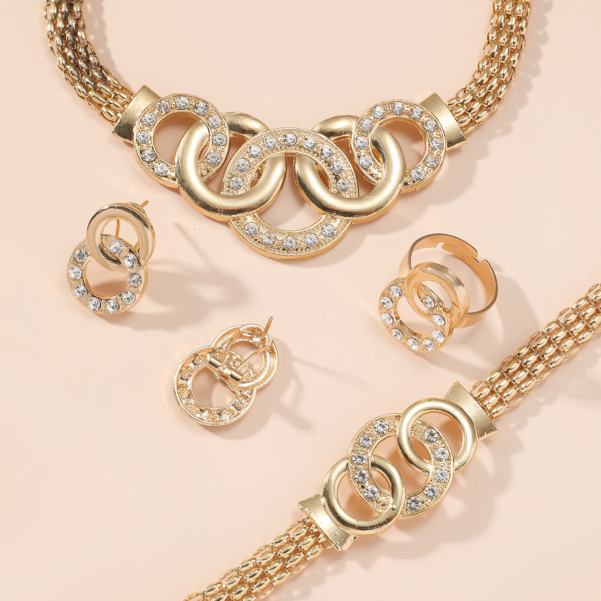 Gorgeous Rhinestone Cross Ring Jewelry Set