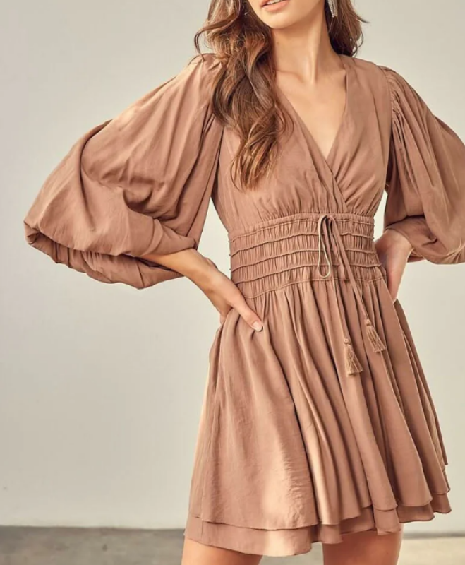 Women Puff Sleeve Mini Dress