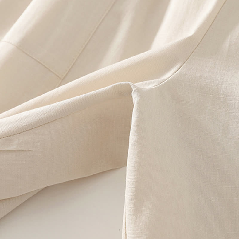 Spring Solid Color Elastic Waist Cotton Women's Straight Leg Pants With Pockets