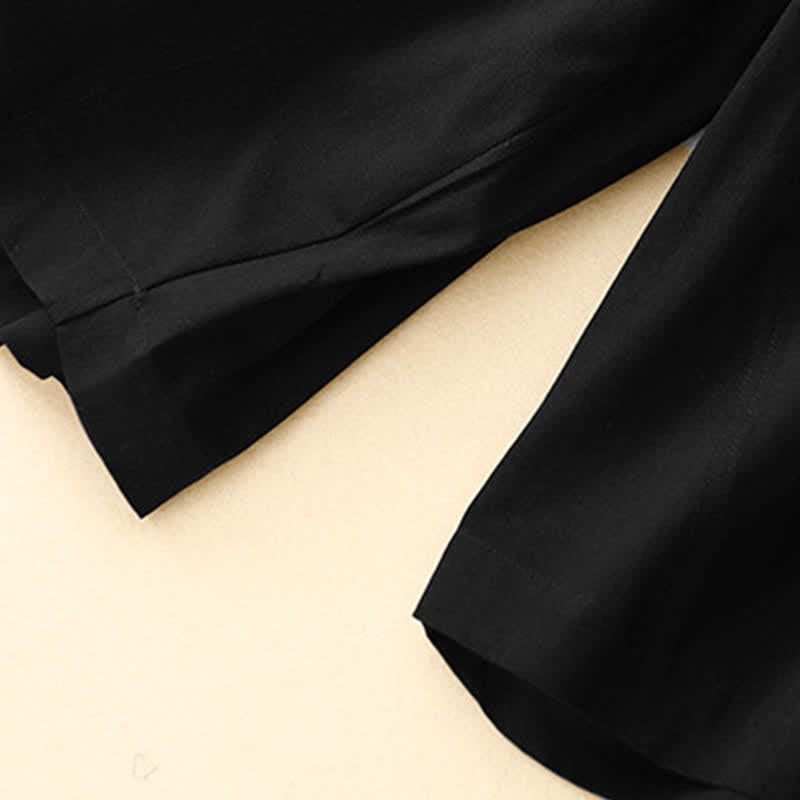 Summer Cotton Elastic Waist Women's Half Pants With Pockets