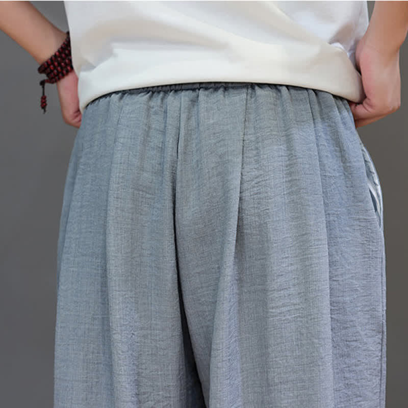 Summer Minimalist Solid Men's Elastic Waist Tapered Pants With Pockets