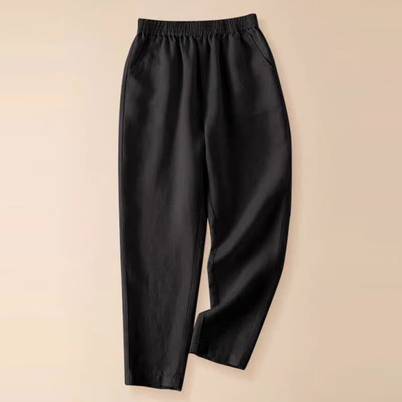 Summer Casual Solid Women's Tapered Pants With Pockets