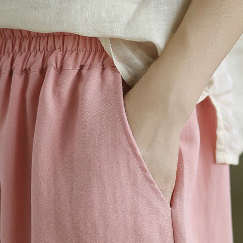 Summer Casual Solid Women's Tapered Pants With Pockets