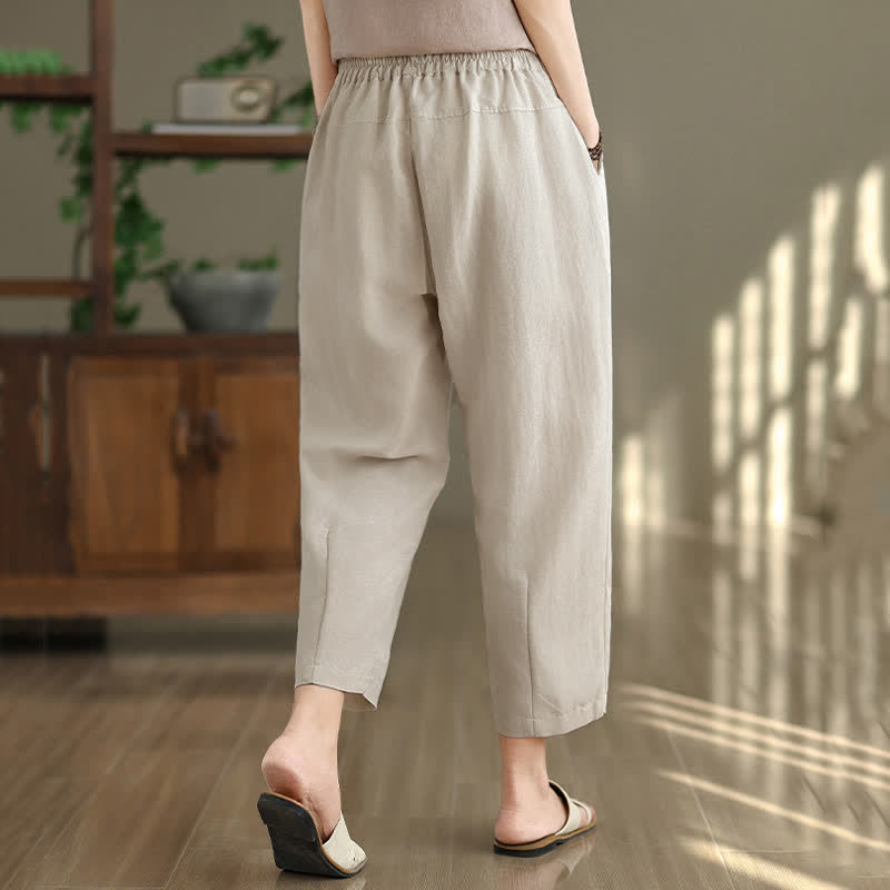 Summer Casual Solid Women's Tapered Pants With Pockets