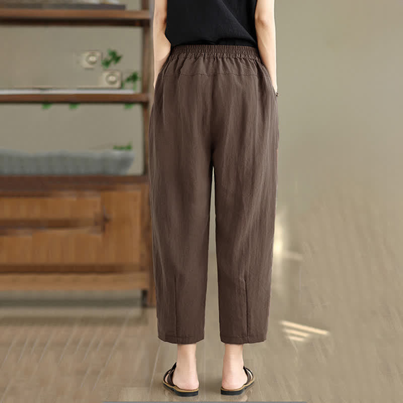 Summer Casual Solid Women's Tapered Pants With Pockets