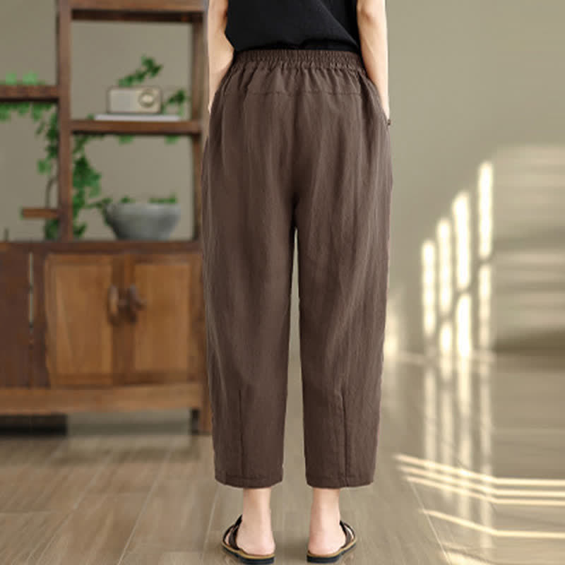 Summer Casual Solid Women's Tapered Pants With Pockets