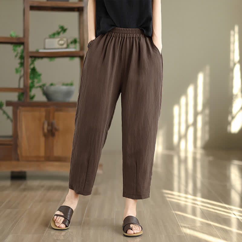 Summer Casual Solid Women's Tapered Pants With Pockets