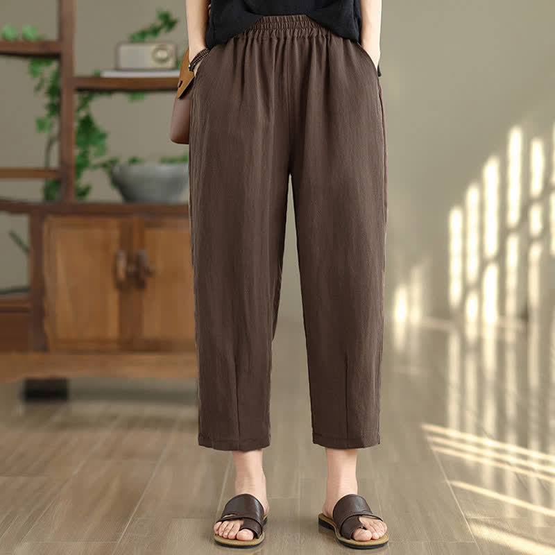 Summer Casual Solid Women's Tapered Pants With Pockets