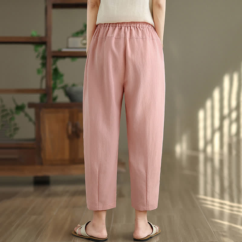 Summer Casual Solid Women's Tapered Pants With Pockets