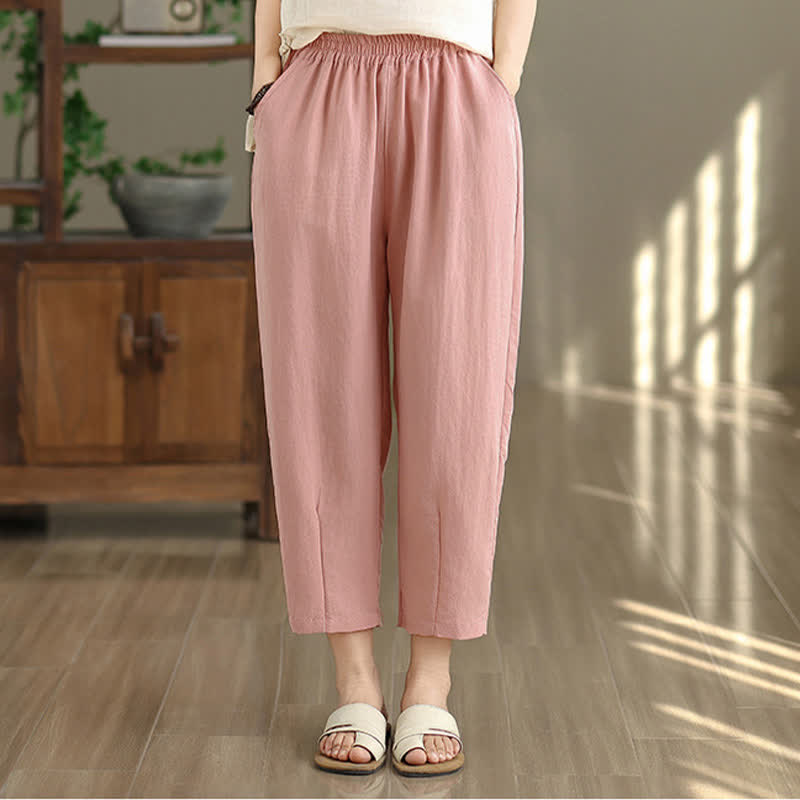 Summer Casual Solid Women's Tapered Pants With Pockets