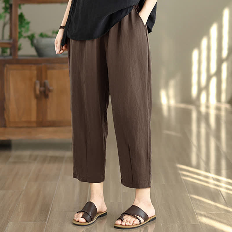 Summer Casual Solid Women's Tapered Pants With Pockets