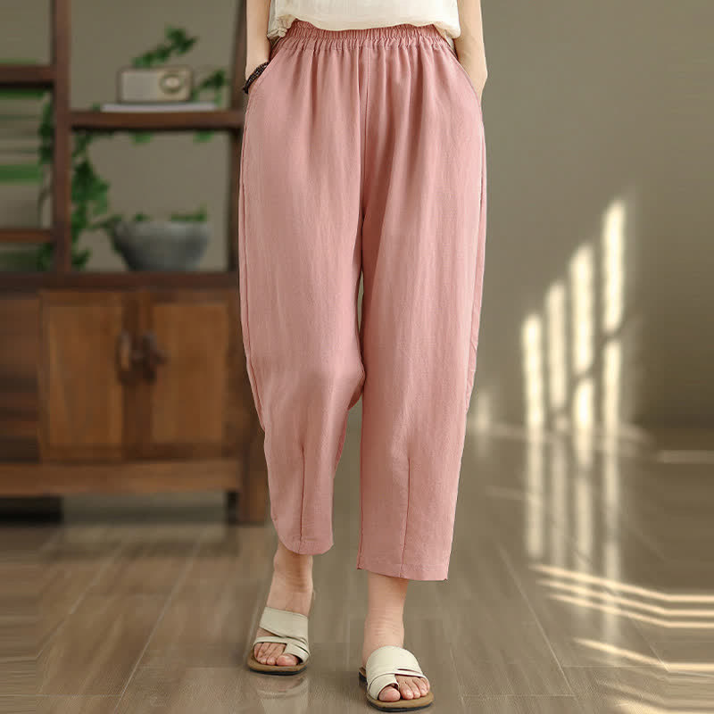 Summer Casual Solid Women's Tapered Pants With Pockets