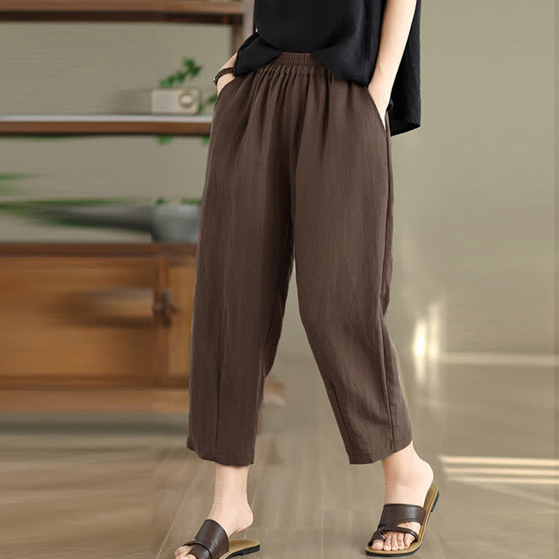 Summer Casual Solid Women's Tapered Pants With Pockets
