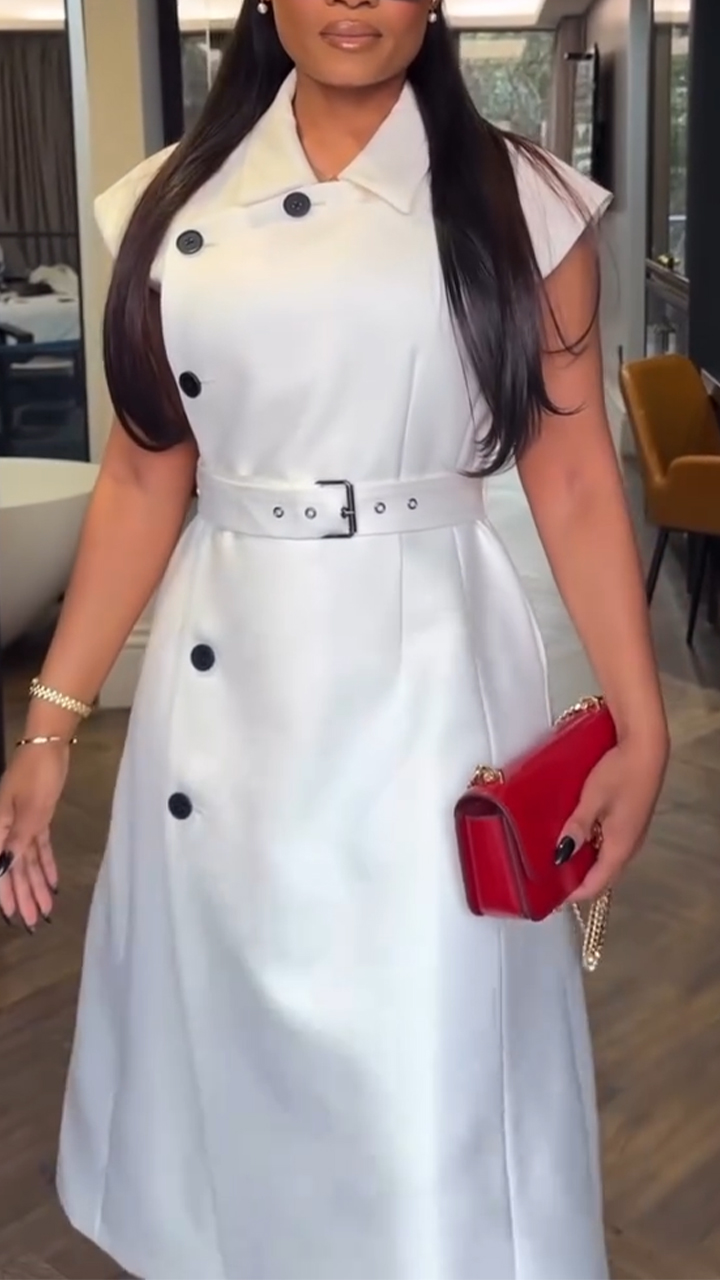 Women's Lapel Belted Commuter Dress