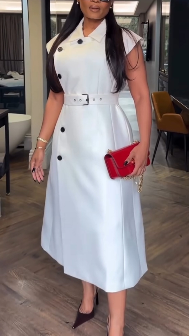 Women's Lapel Belted Commuter Dress