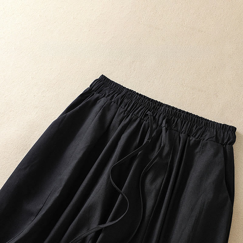 Summer Casual Minimalist Drawstring Solid Women's Cropped Pants With Pockets