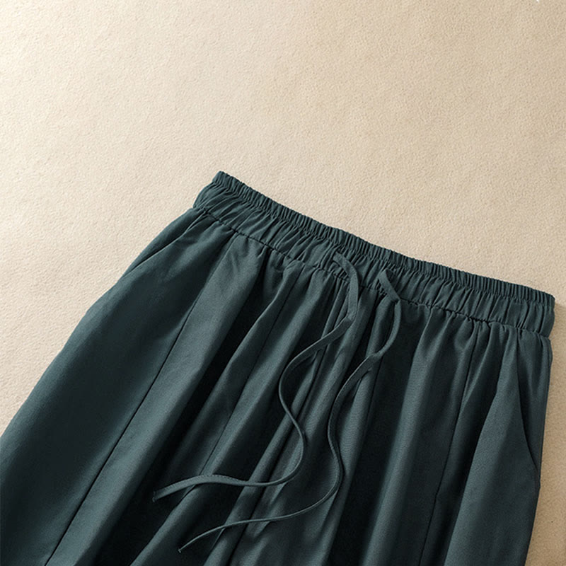 Summer Casual Minimalist Drawstring Solid Women's Cropped Pants With Pockets