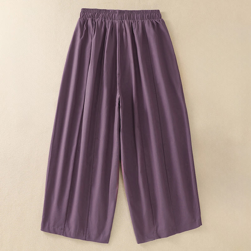 Summer Casual Minimalist Drawstring Solid Women's Cropped Pants With Pockets