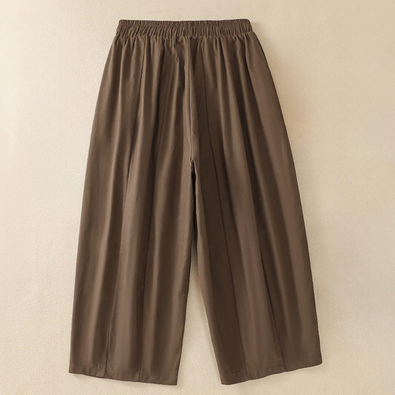Summer Casual Minimalist Drawstring Solid Women's Cropped Pants With Pockets