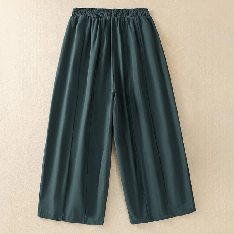 Summer Casual Minimalist Drawstring Solid Women's Cropped Pants With Pockets