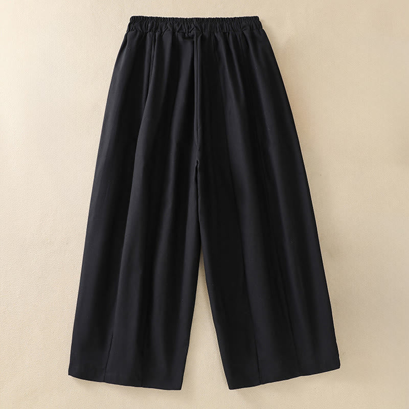 Summer Casual Minimalist Drawstring Solid Women's Cropped Pants With Pockets