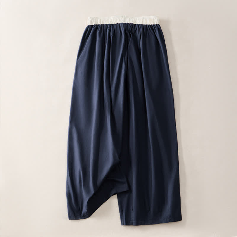 Summer Casual Drawstring Solid Cropped Pants Women's Straight Leg Pants With Pocket